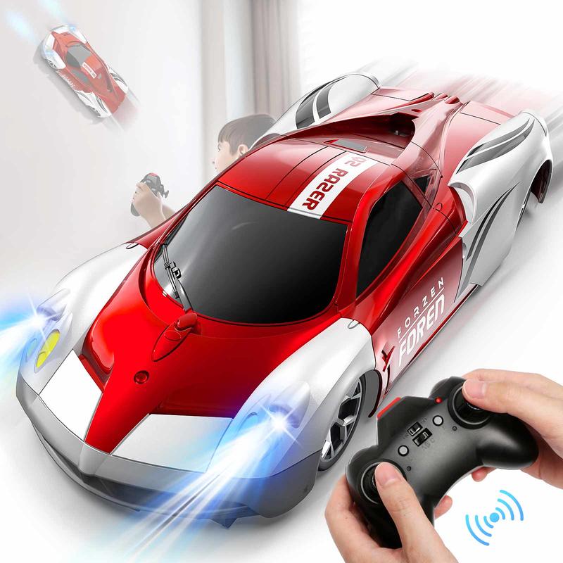 Wall Climbing Car，Electric Remote Toy Racing, with LED Light High-Speed Hobby Toy Vehicle, RC Car Gifts Age 3 4 5 6 7 8 9 Year Old Boys Girls(Red）