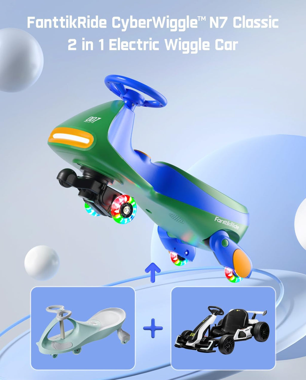 ⏰ LAST DAY 80% OFF 💥 N7 Classic Electric Wiggle Car with Pedal, Rechargeable Battery, Ride on Toys, Swing Car, 2 Speeds, Anti-Rollover, Flashing Light Wheels, Bluetooth, for Ages 3 and Up, 150 Lbs, Pink