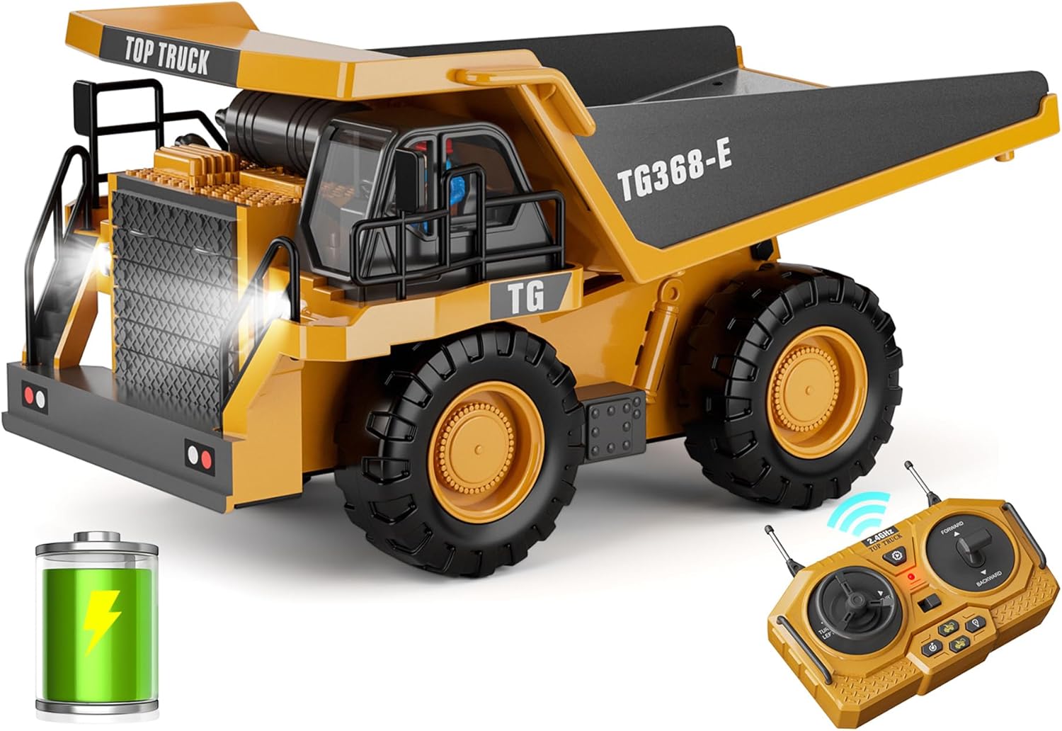 Remote Control Excavator Construction Toys for Boys, 2×1200mAh RC Construction Truck with Metal Shovel & Light, 11CH Excavator Toys for Boys 3-5 4-7 8-12 Year Old Kids Christmas Birthday Gift,120+Mins