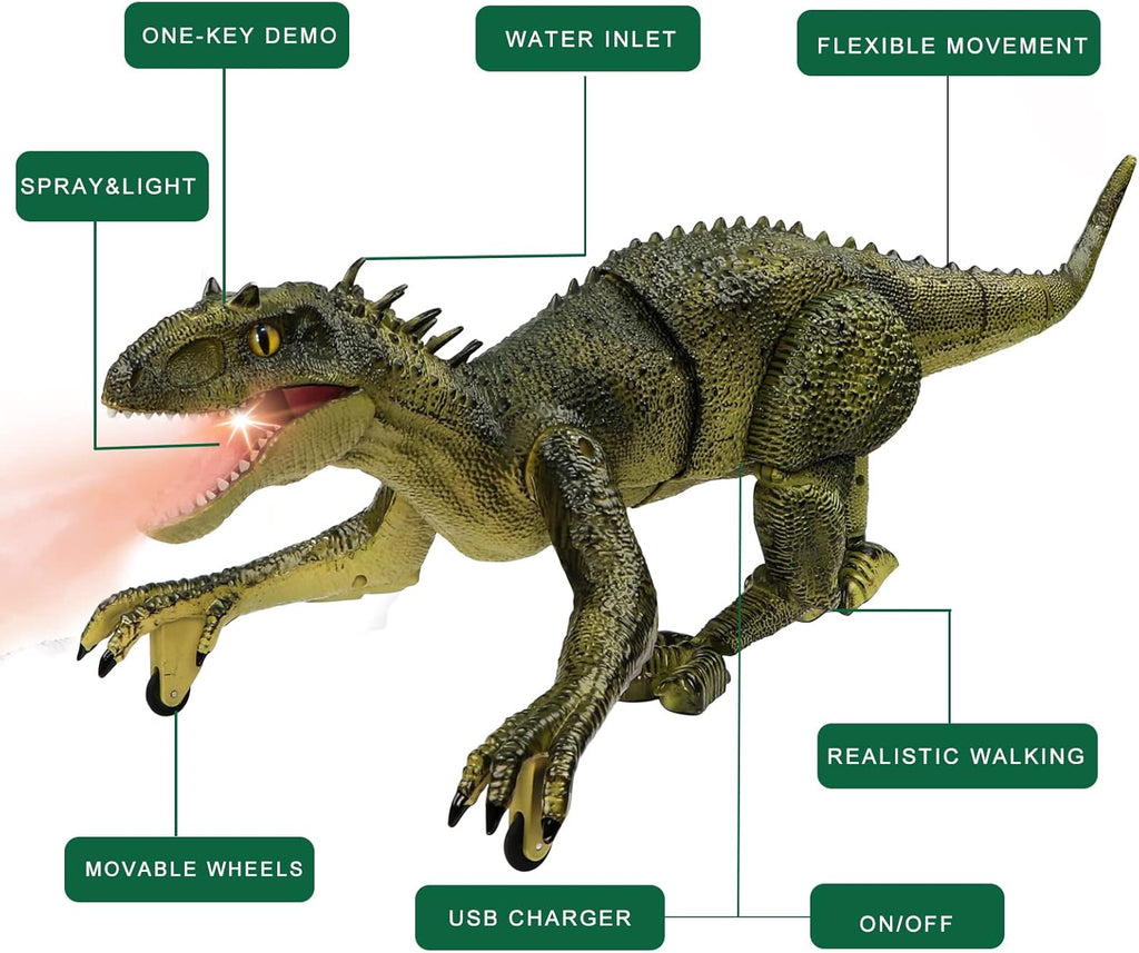 ⏰Kids' Gifts 💥 Remote Control Dinosaur Jurassic T Rex Toys for Boys Electronic RC Spray Raptor Walking Roaring Tyrannosaurus Rex Realistic 18.1" Rechargeable Birthday Gift for Kids Girls 3 4 5 6 7