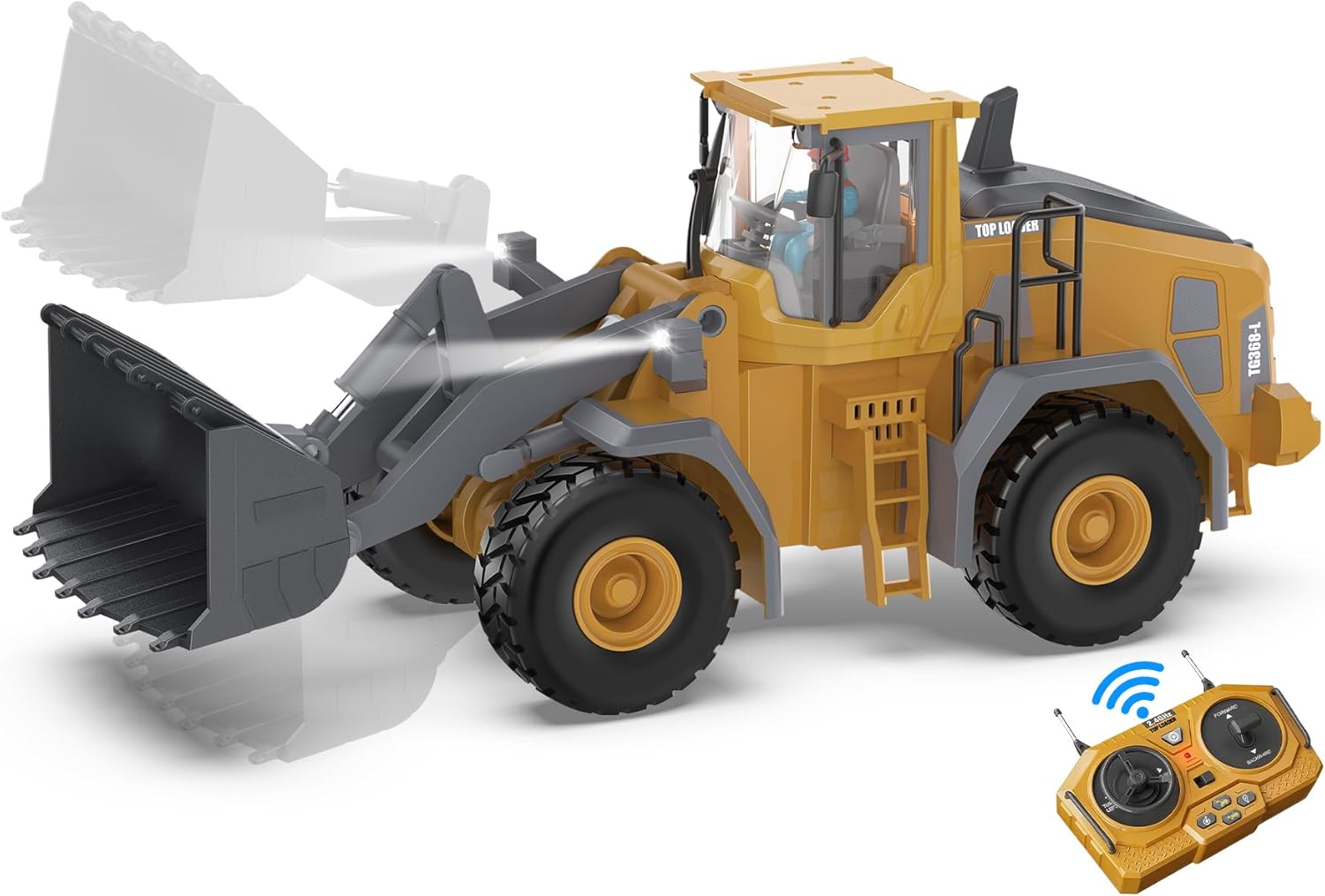 Remote Control Excavator Construction Toys for Boys, 2×1200mAh RC Construction Truck with Metal Shovel & Light, 11CH Excavator Toys for Boys 3-5 4-7 8-12 Year Old Kids Christmas Birthday Gift,120+Mins