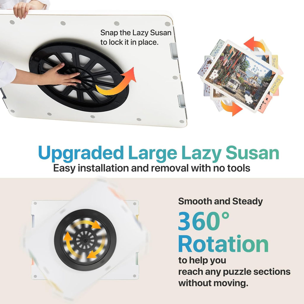 ⏰ LAST DAY 65% OFF 💥 1500 Pieces Rotating Plastic Puzzle Board with Drawers and Cover, 35"x27" Portable Spinning Jigsaw Puzzle Table for Adults, Upgraded Lazy Susan, Ideal Gift for Mum