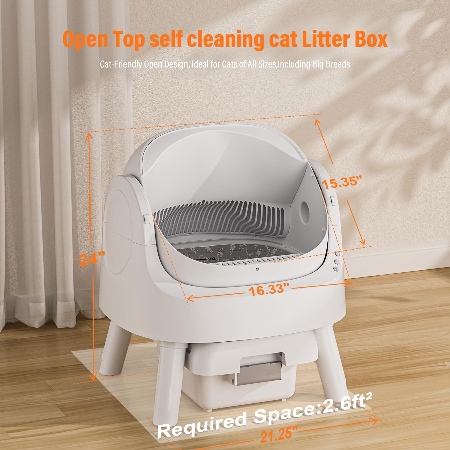 ⏰ Clearance ends in 24 hours! 💥 Autoscooper 11 Open-Top Self Cleaning Cat Litter Box, Automatic Cat Litter Box for Multiple Cats with Trash Bags and Litter Mat Included