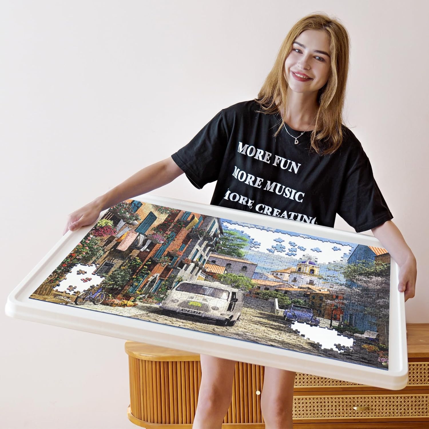 ⏰ LAST DAY 65% OFF 💥 1500 Pieces Rotating Plastic Puzzle Board with Drawers and Cover, 35"x27" Portable Spinning Jigsaw Puzzle Table for Adults, Upgraded Lazy Susan, Ideal Gift for Mum