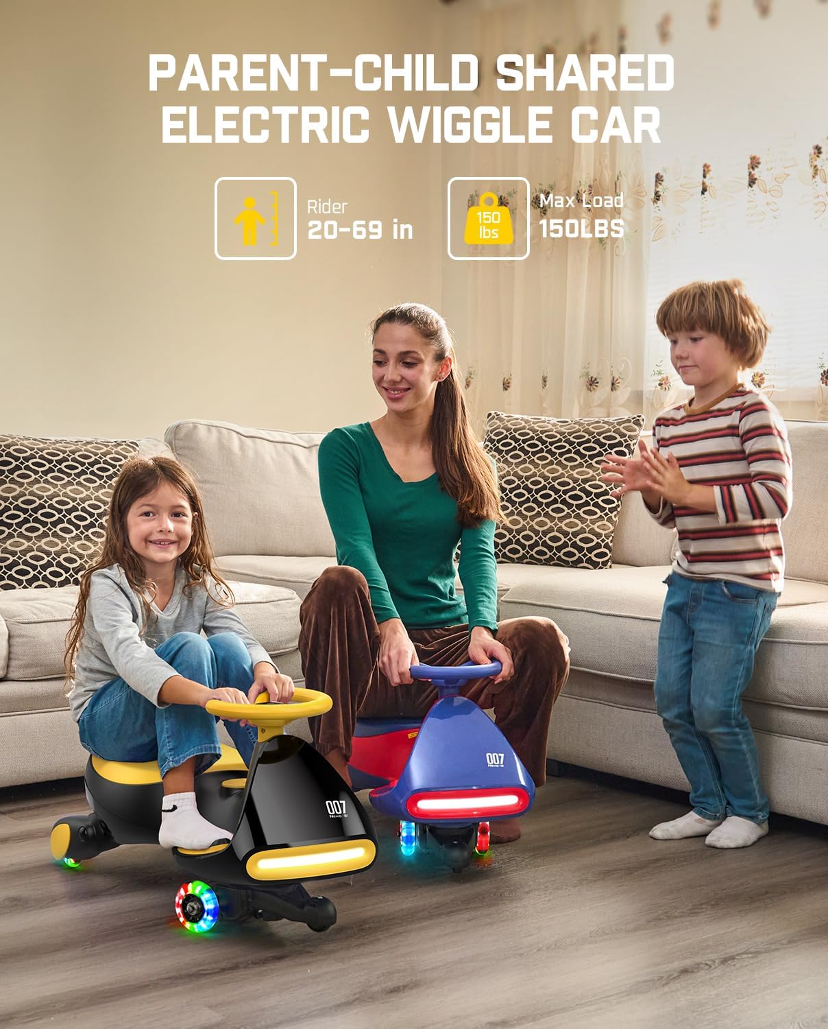 ⏰ LAST DAY 80% OFF 💥 N7 Classic Electric Wiggle Car with Pedal, Rechargeable Battery, Ride on Toys, Swing Car, 2 Speeds, Anti-Rollover, Flashing Light Wheels, Bluetooth, for Ages 3 and Up, 150 Lbs, Pink