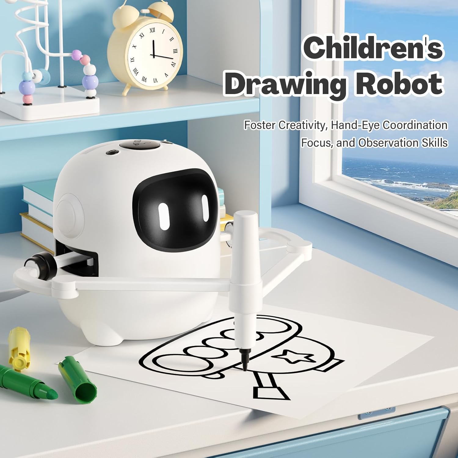 ⏰ Clearance ends in 24 hours! 💥 Drawing Robot for Kids with 150 Cards, Voice Interactive Educational Drawing Machine, Montessori Painting Learning Toys for 3 4 5 6 7 8 Year Old Boys Girls Birthday Party