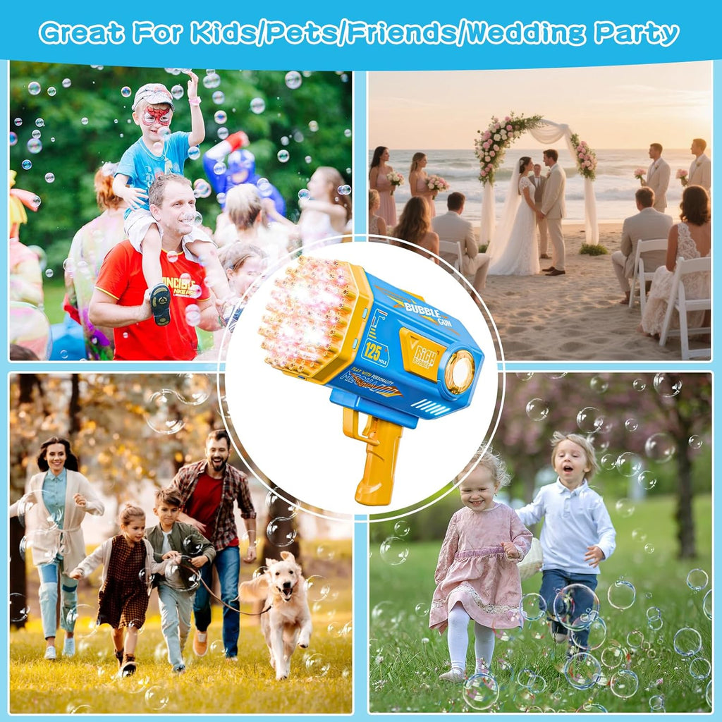 Bubble Gun, 69 Holes Bubble Machine Bubbles Kids Toys for Boys Girls Age 3 4 5 6 7 8 9 10 11 12 Year Old, Summer Outdoor Toy Birthday Wedding Party Halloween Favors
