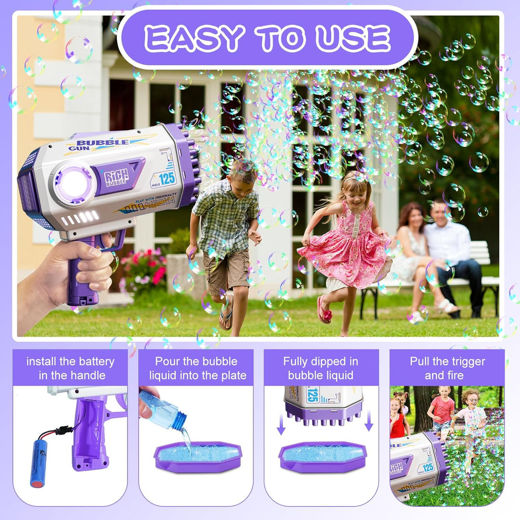 Bubble Gun, 69 Holes Bubble Machine Bubbles Kids Toys for Boys Girls Age 3 4 5 6 7 8 9 10 11 12 Year Old, Summer Outdoor Toy Birthday Wedding Party Halloween Favors