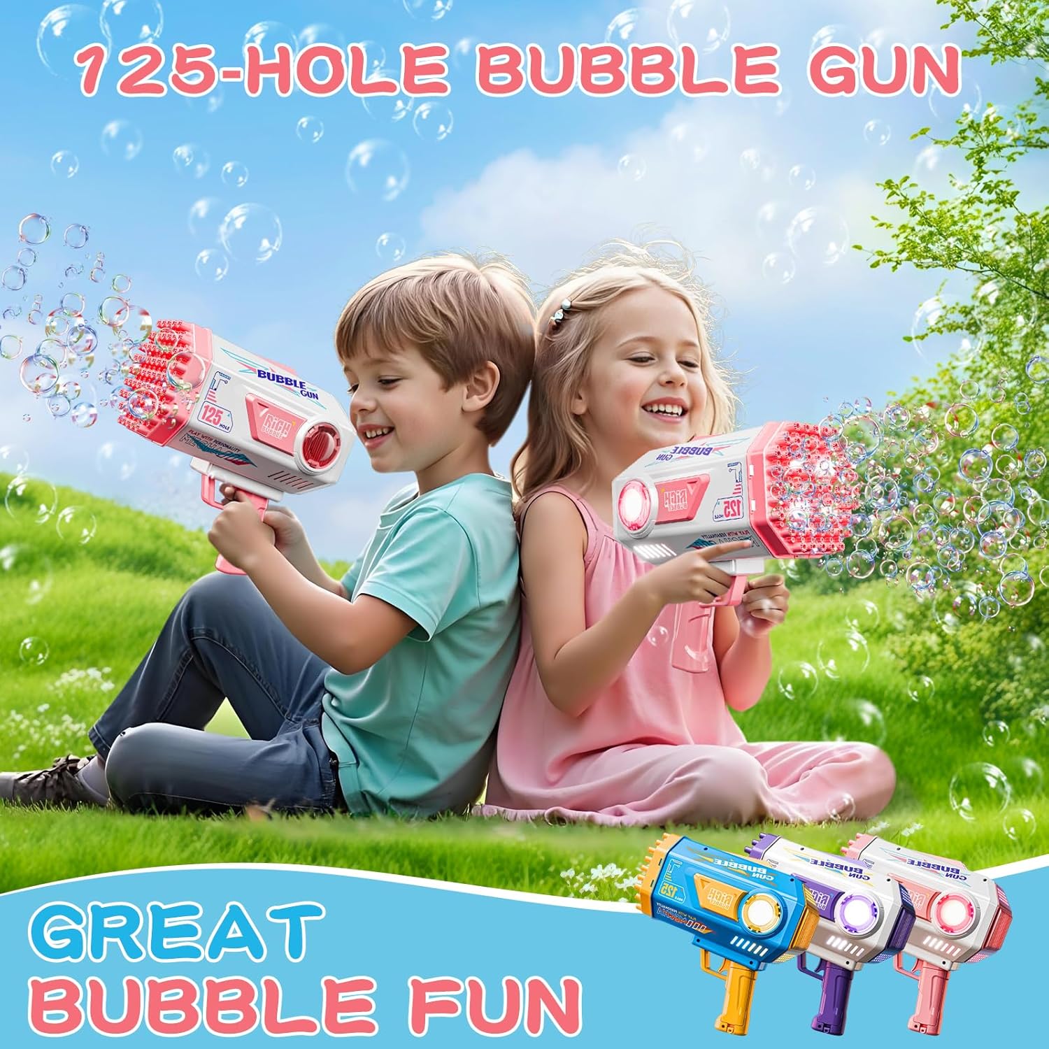 Bubble Gun, 69 Holes Bubble Machine Bubbles Kids Toys for Boys Girls Age 3 4 5 6 7 8 9 10 11 12 Year Old, Summer Outdoor Toy Birthday Wedding Party Halloween Favors
