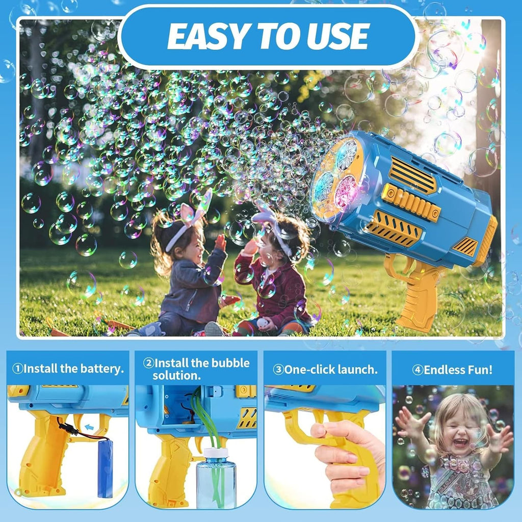 Bubble Gun, 69 Holes Bubble Machine Bubbles Kids Toys for Boys Girls Age 3 4 5 6 7 8 9 10 11 12 Year Old, Summer Outdoor Toy Birthday Wedding Party Halloween Favors