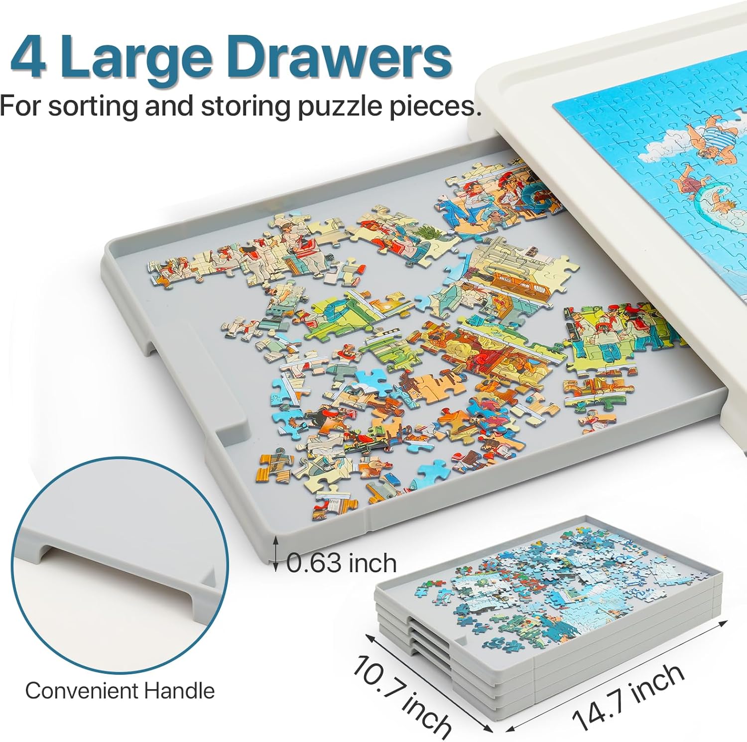 ⏰ LAST DAY 65% OFF 💥 1500 Pieces Rotating Plastic Puzzle Board with Drawers and Cover, 35"x27" Portable Spinning Jigsaw Puzzle Table for Adults, Upgraded Lazy Susan, Ideal Gift for Mum