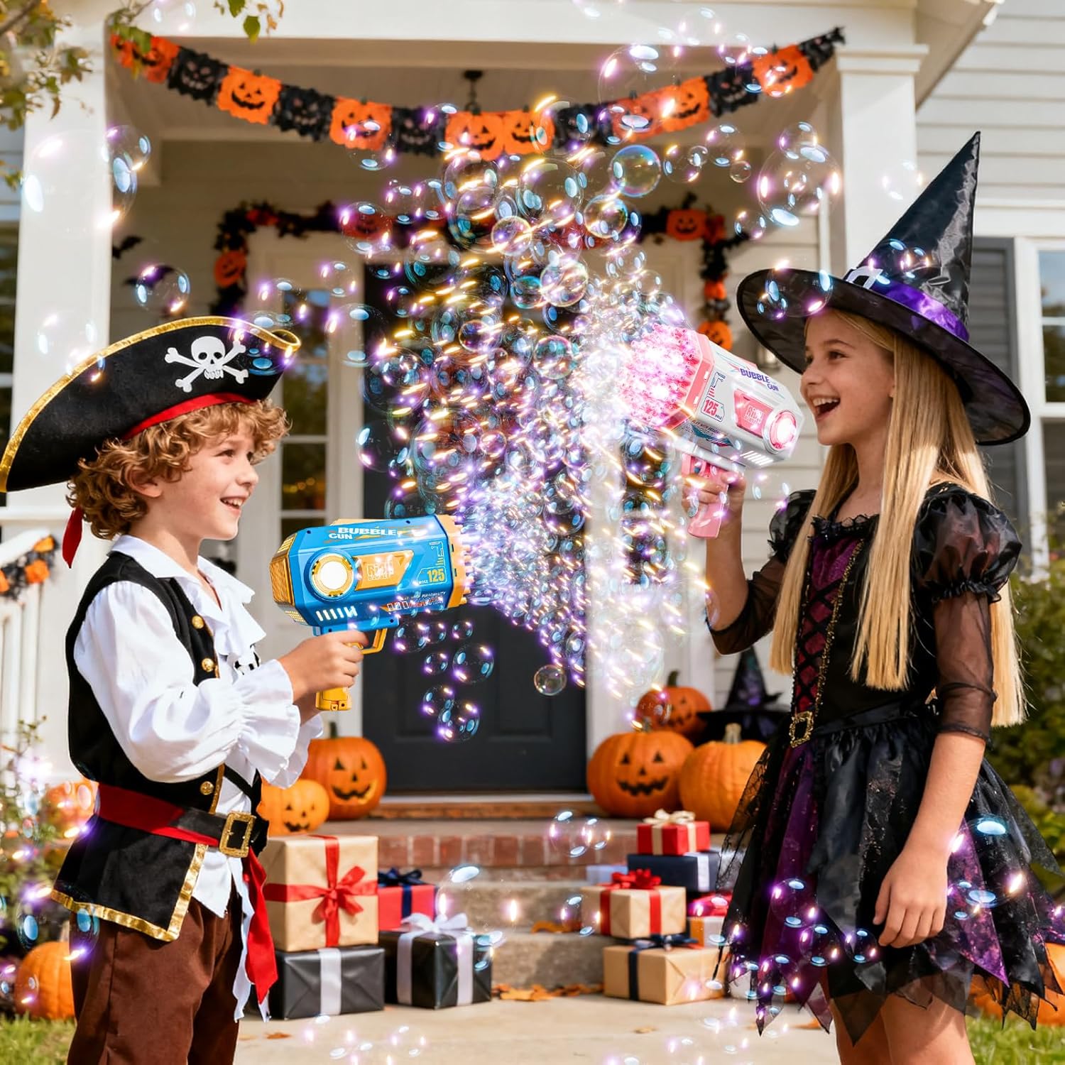 Bubble Gun, 69 Holes Bubble Machine Bubbles Kids Toys for Boys Girls Age 3 4 5 6 7 8 9 10 11 12 Year Old, Summer Outdoor Toy Birthday Wedding Party Halloween Favors