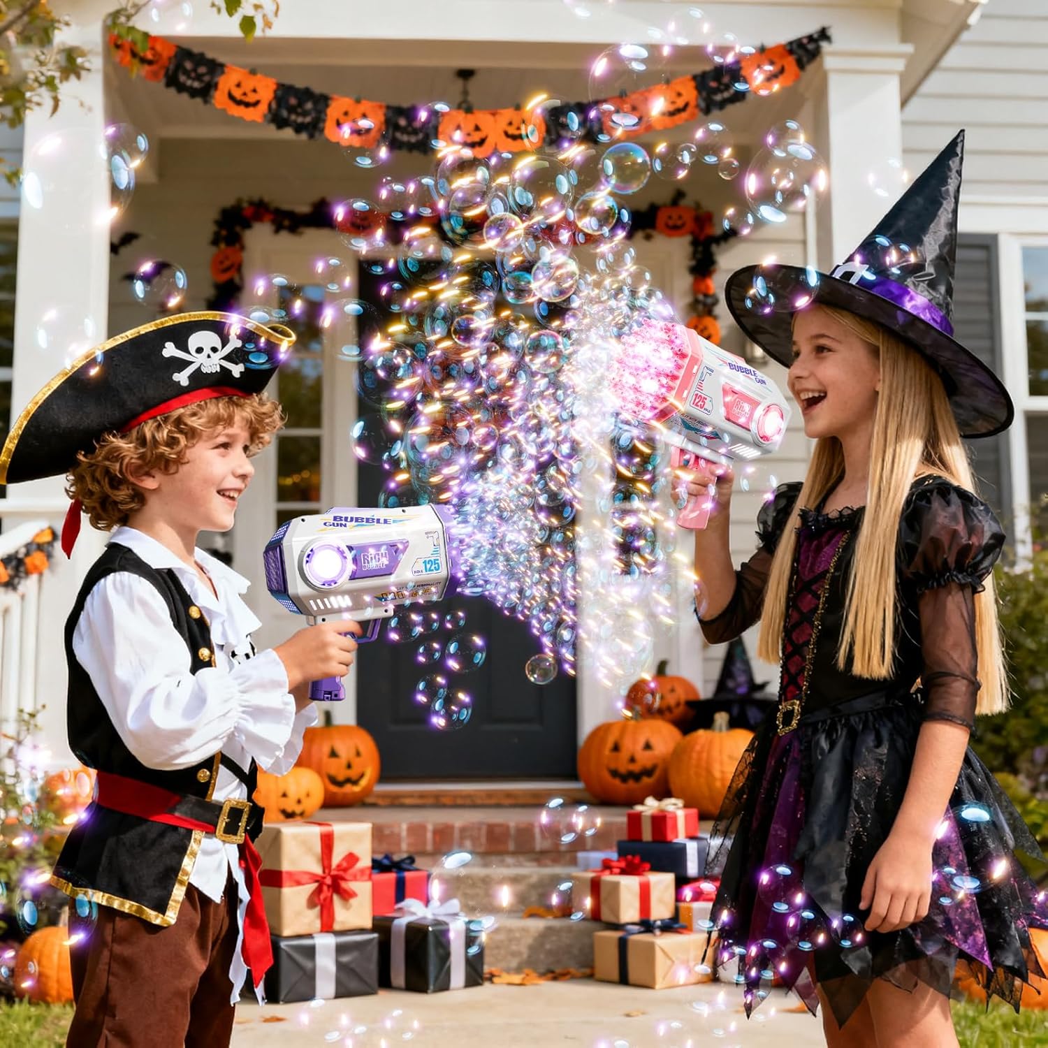 Bubble Gun, 69 Holes Bubble Machine Bubbles Kids Toys for Boys Girls Age 3 4 5 6 7 8 9 10 11 12 Year Old, Summer Outdoor Toy Birthday Wedding Party Halloween Favors