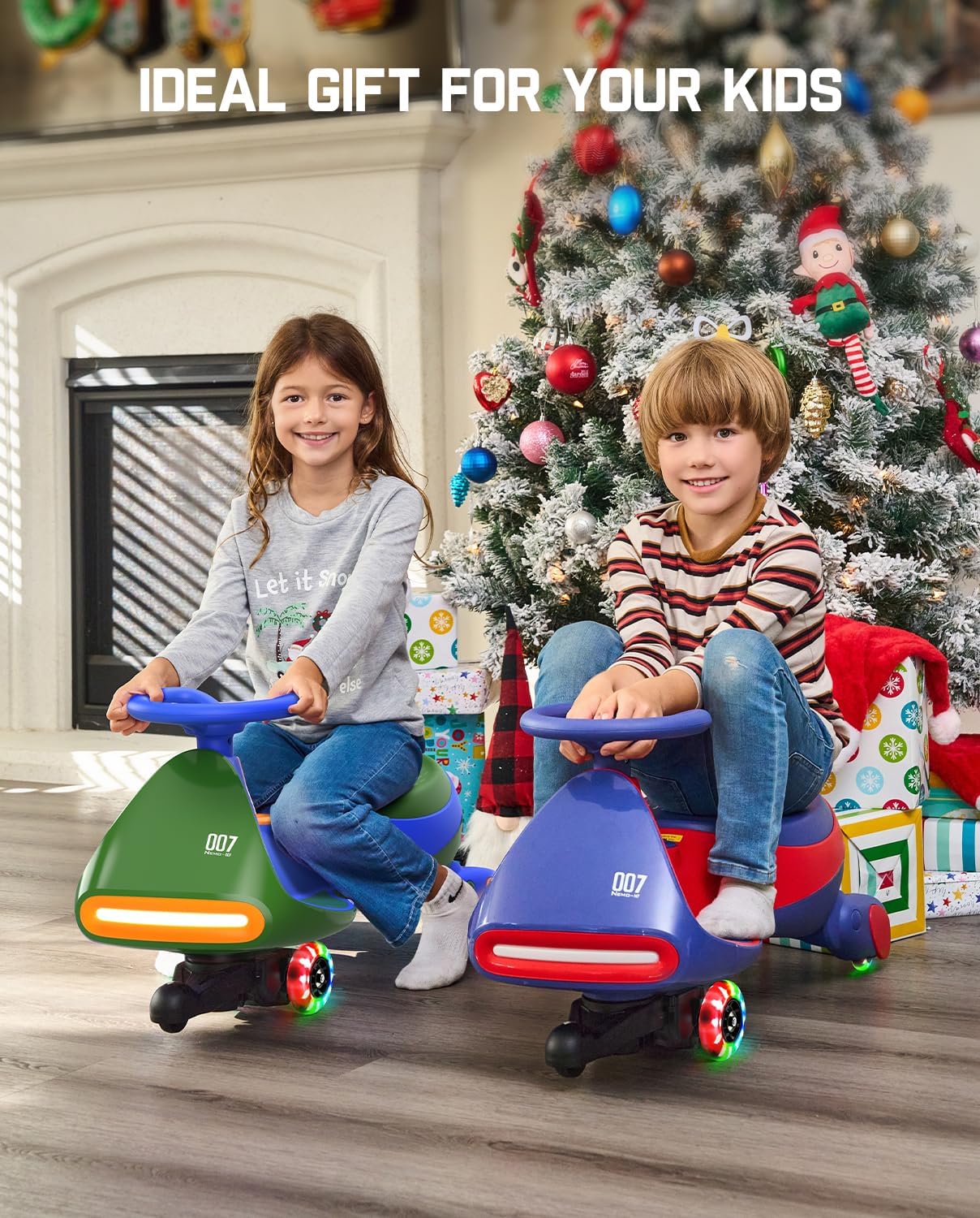 ⏰ LAST DAY 80% OFF 💥 N7 Classic Electric Wiggle Car with Pedal, Rechargeable Battery, Ride on Toys, Swing Car, 2 Speeds, Anti-Rollover, Flashing Light Wheels, Bluetooth, for Ages 3 and Up, 150 Lbs, Pink