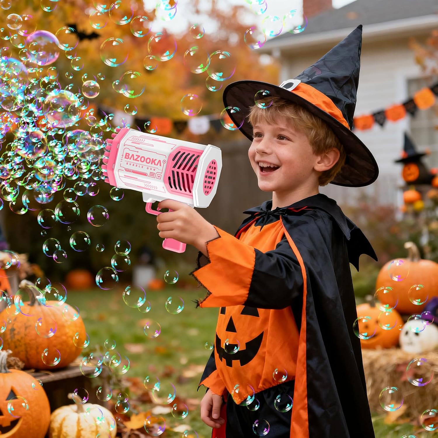 Bubble Gun, 69 Holes Bubble Machine Bubbles Kids Toys for Boys Girls Age 3 4 5 6 7 8 9 10 11 12 Year Old, Summer Outdoor Toy Birthday Wedding Party Halloween Favors